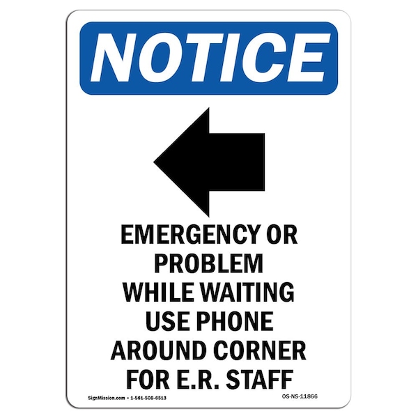 Signmission OSHA Sign, 10" H, Rigid Plastic, Emergency Or Problem Sign With Symbol, Portrait, V-11866 OS-NS-P-710-V-11866 - main